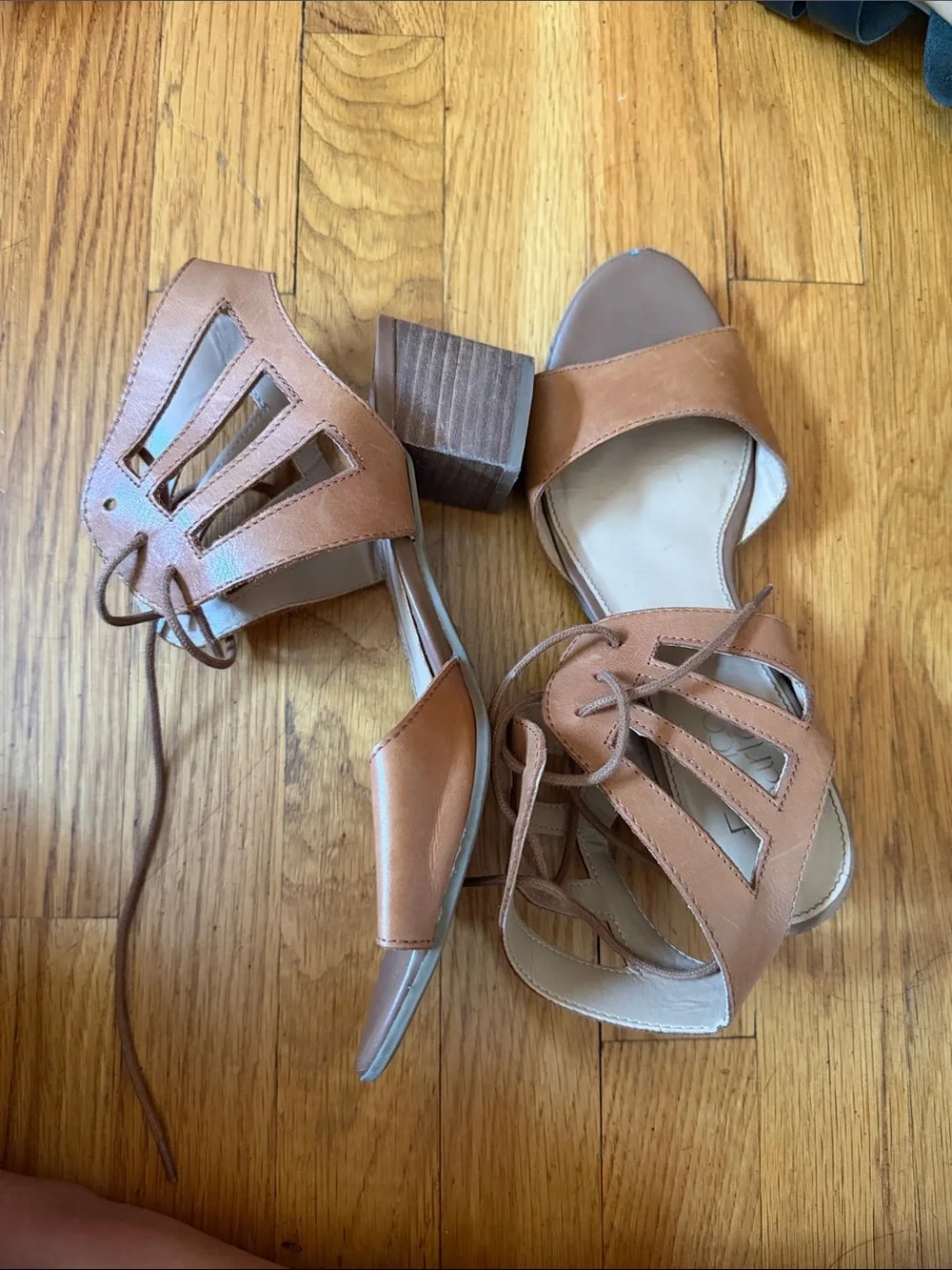 Franco Sarto Tan Lace-Up Gladiator Sandals